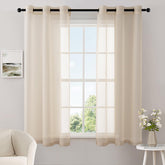 Elegant Lightweight Grommet Light Filtering Window Solid Color Sheer Curtains Cream 42Wx63L